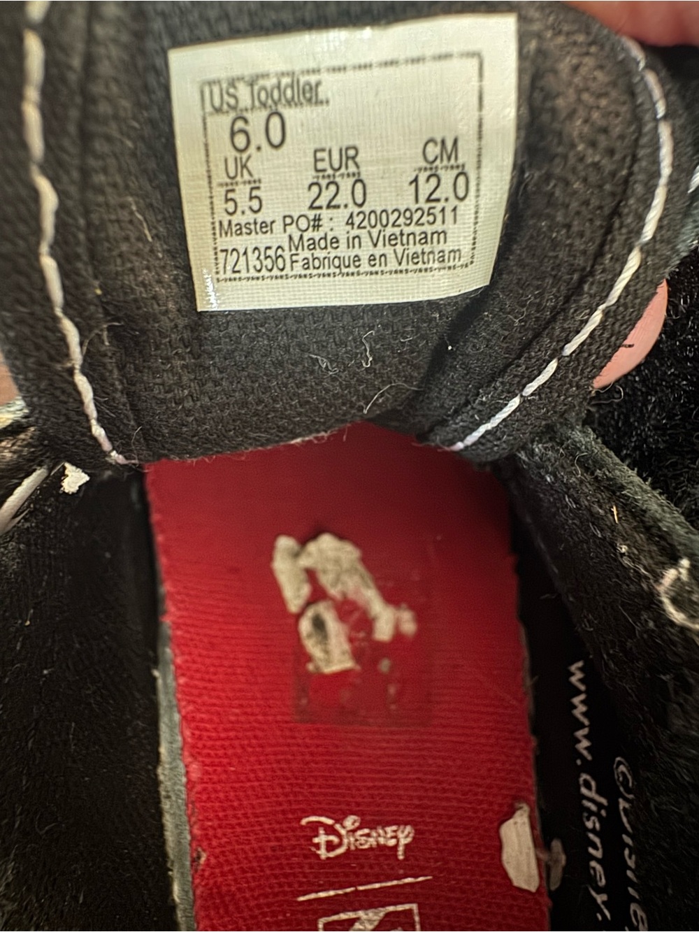 Vans Kids Black & White Mickey Mouse Velcro Low-Top Sneakers - Picture 6 of 7